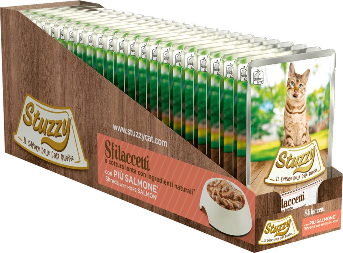 Stuzzy Stuzzy Kat Shreds Zalm - 24 x 85 gr - Voordeelverpakking