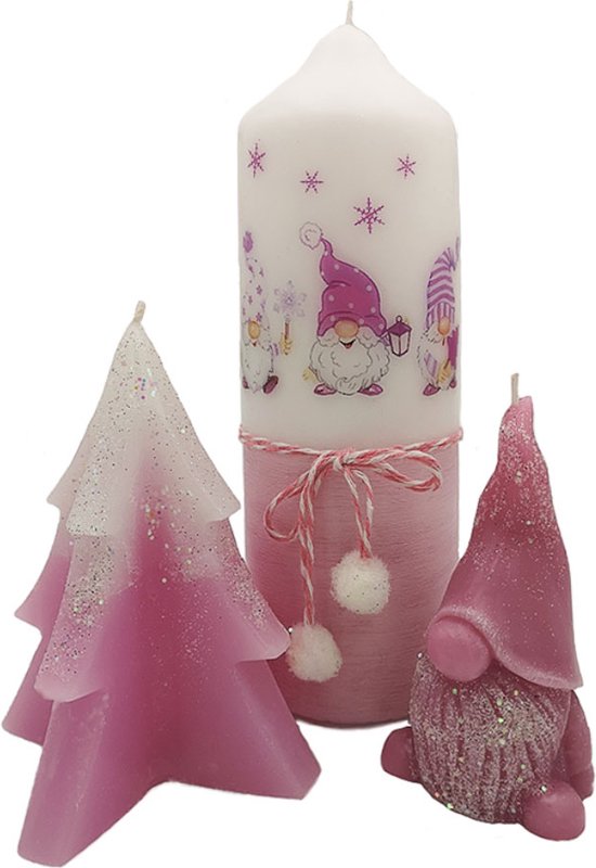 Kerstkaarsen Kerstboom met Kabouter Kaarsen set van 3 stuks