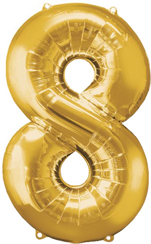 Versiering 8 Jaar Ballon Cijfer 8 Verjaardag Versiering Folie Helium Ballonnen Feest Versiering XL Formaat Goud - 86 Cm