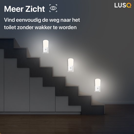 LUSQ® - LED Nachtlampje met bewegingssensor in Stopcontact voor Kinderen en Volwassenen- - 2 stuks - Nachtlampjes met Bewegingssensor - Nacht Lamp met Dag en Nacht Sensor van LUSQ® — afbeelding 4