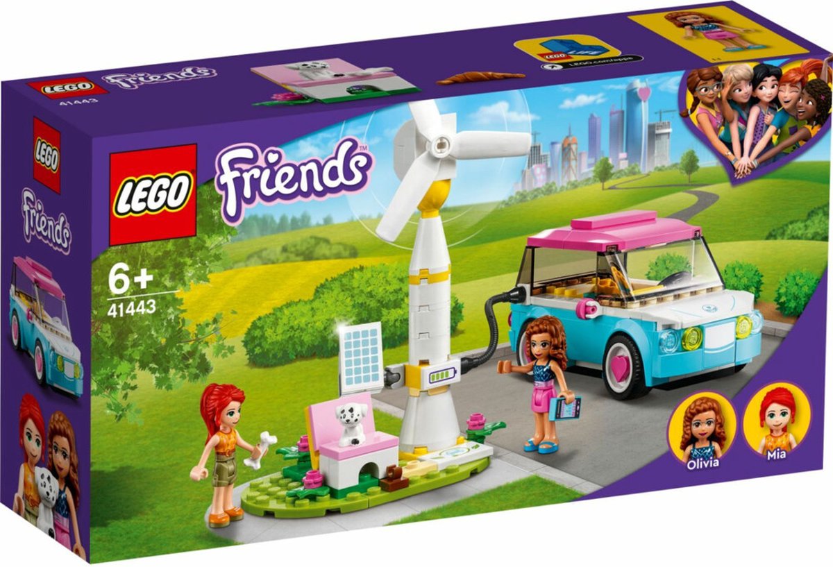 LEGO Friends Olivia’s elektrische auto – Set met Olivia en Mia Mini Poppetjes