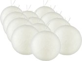 Gerim Kerstballen - 12 stuks - wit - kunststof - glitters - D5 cm