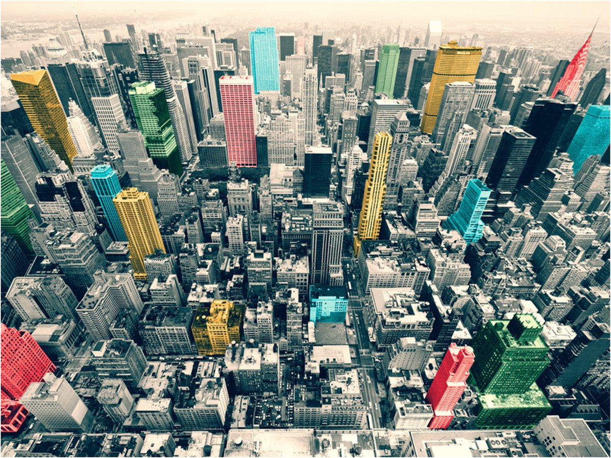 Fotobehang - Kleurrijke reflecties van New York.