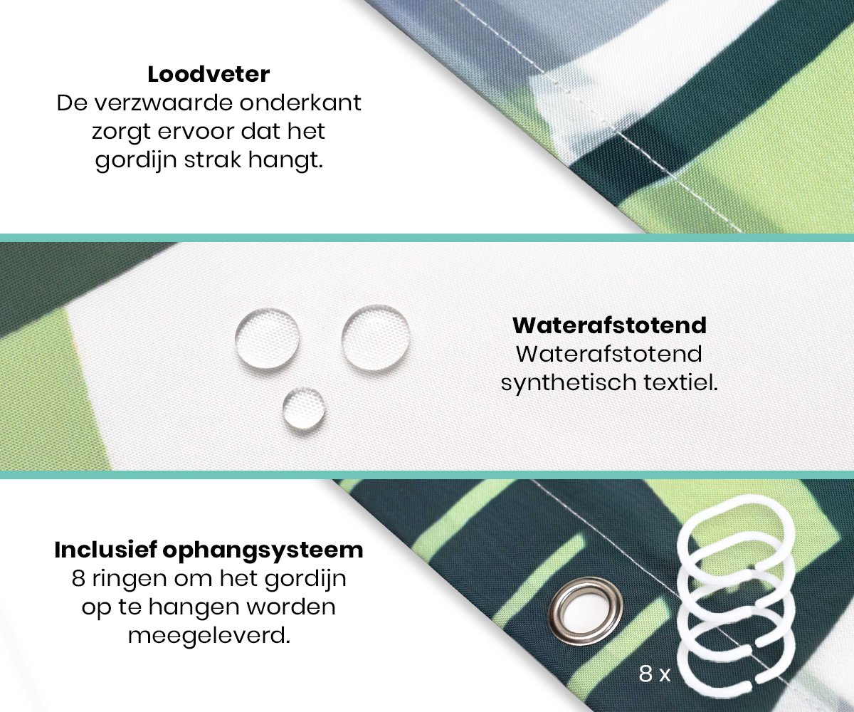 Loti Living Douchegordijn Anti Schimmel Jungle Inclusief ringen