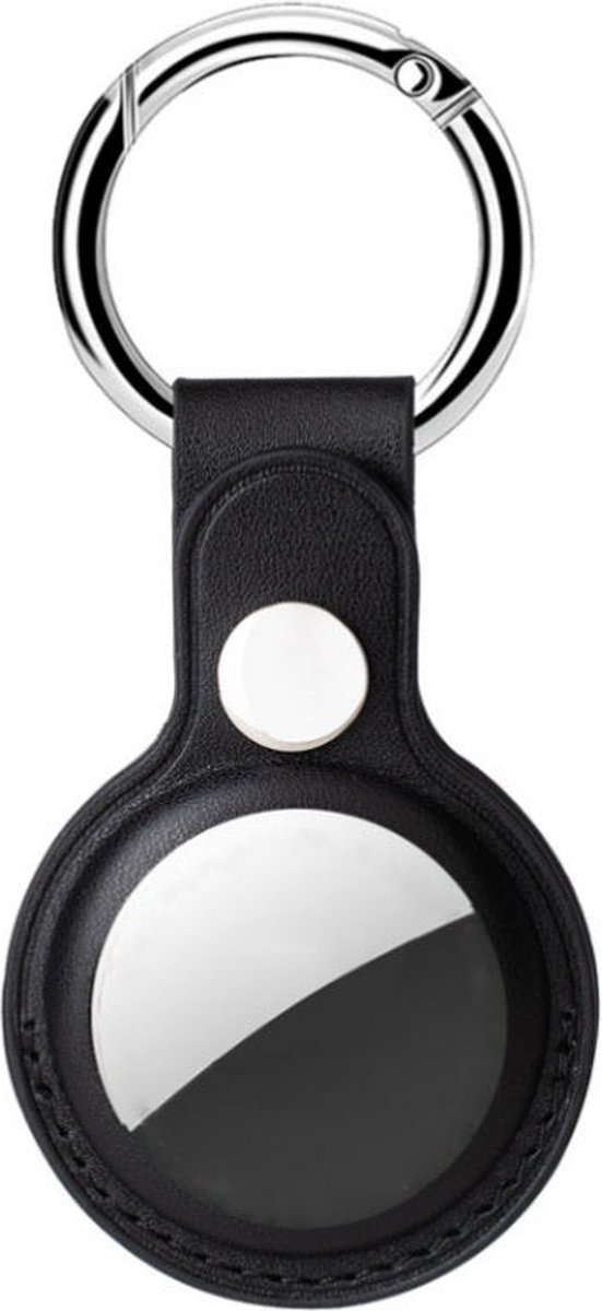 sleutelhanger geschikt voor Airtag Apple Houder Lederen Anti-verloren Case Hond Kat Huisdier Kraag Sleutels Gps Tracker Locator Beschermhoes zwart
