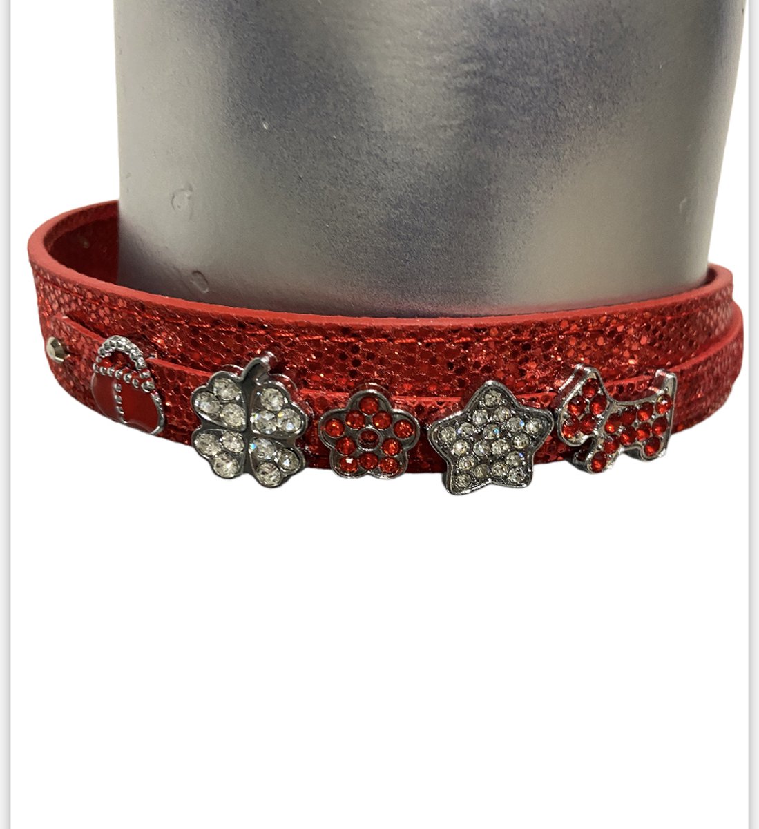 Body Pleasure Rode Glitter Halsband met Steentjes – Zelf Samenstellen