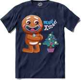 Merry christmas kerstkoekje - T-Shirt - Meisjes - Navy Blue - Maat 12 jaar