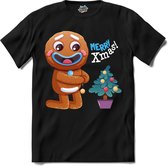Merry christmas kerstkoekje - T-Shirt - Meisjes - Zwart - Maat 12 jaar