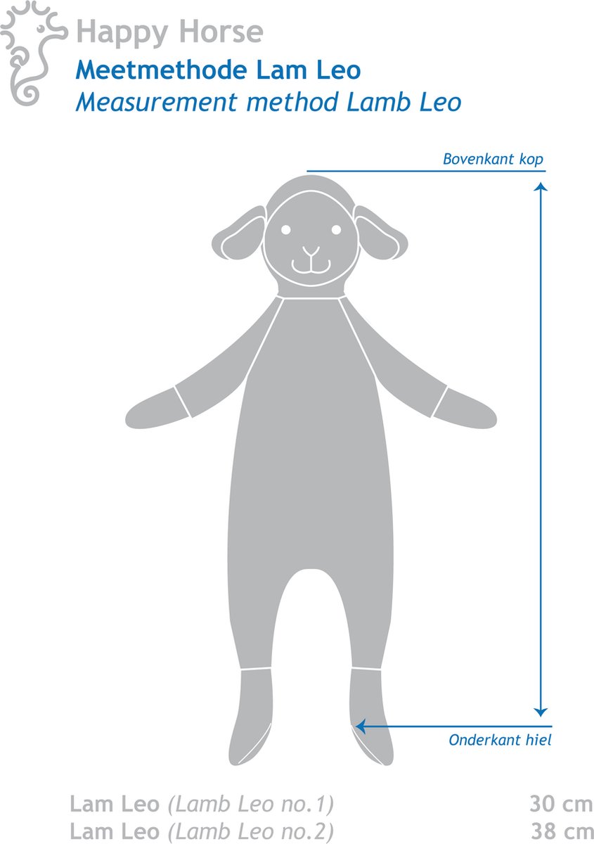 Happy Horse Lam Leo Knuffel 30cm - Wit - Baby knuffel — afbeelding 3