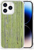 Telefoonhoesje met foto iPhone 14 Pro GSM Hoesje met doorzichtige rand Green Wood