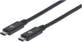 Manhattan USB-kabel USB 3.2 Gen1 (USB 3.0 / USB 3.1 Gen1) USB-C stekker, USB-C stekker 1.00 m Zwart Stekker past op bei
