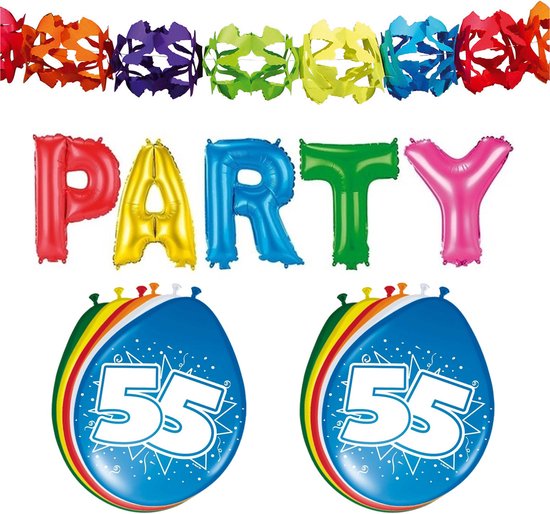 Folat - 55 jaar verjaardag versiering slingers/ballonnen/folie letters