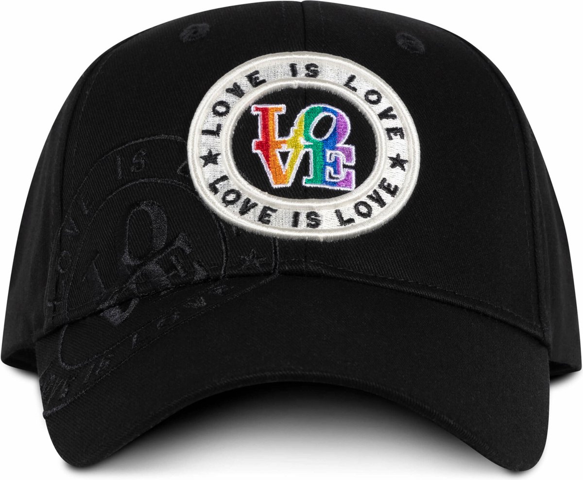 ALLPRIDE LGBTQIA regenboog rainbow pride cap pet gadget zwart love stamp rainbow geborduurd