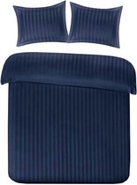 Papillon - Housse de couette - Uni Satin Navy Blauw - Lits Jumeaux - 240x200/220 cm + 2 Taies d'oreiller - 100% Satin Katoen - Haute Qualité - Super Doux - Dream Textiles