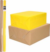 4x Rollen kraft inpakpapier/kaftpapier pakket bruin/geel 200 x 70 cm/cadeaupapier/verzendpapier/kaftpapier