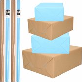 10x Rollen kraft inpakpapier/kaftpapier pakket bruin/lichtblauw 200 x 70 cm/cadeaupapier/verzendpapier/kaftpapier