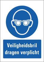 Veiligheidsbril dragen verplicht bord met tekst 297 x 420 mm