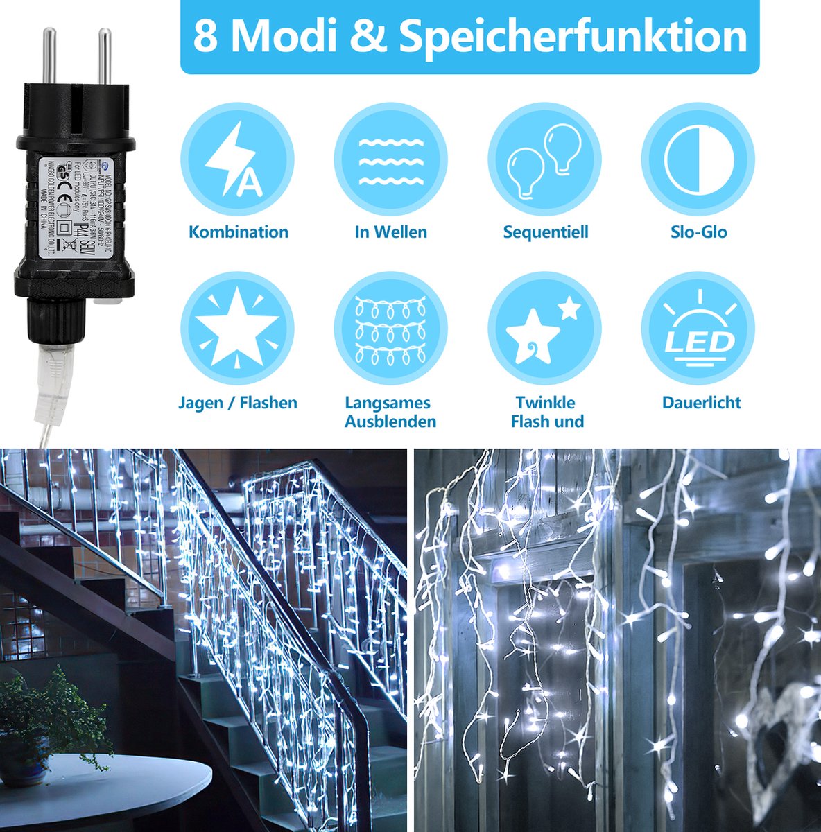 20m LED gordijn Kerstverlichting Regen Ijspegel Decoratie Kerst Raam