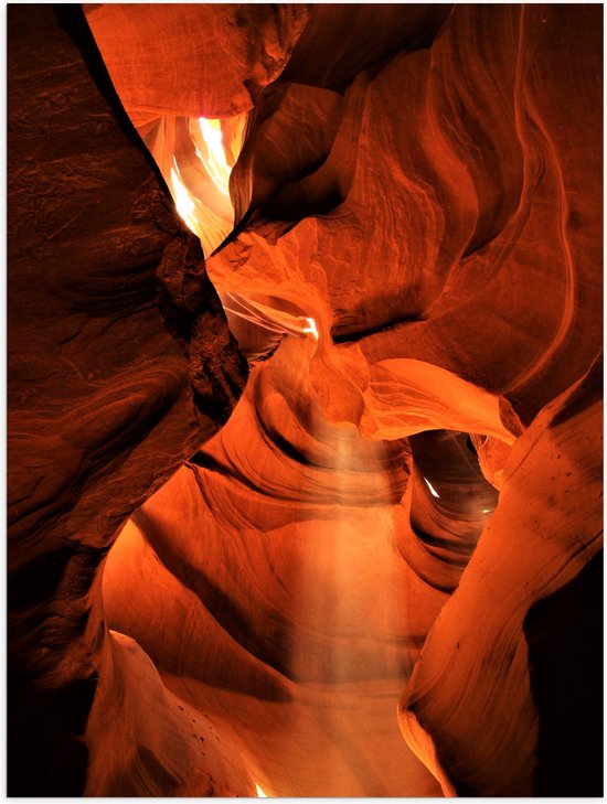 WallClassics - Affiche brillante – Rayons de soleil à travers Antelope Canyon - Photo 75 x 100 cm sur papier poster brillant