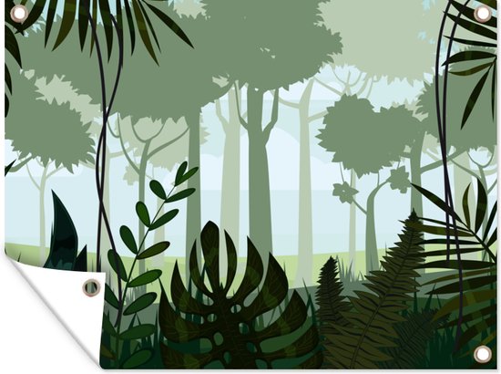 Décoration de Jardin Jungle - Plantes - Tropical - Garçon - Fille - Enfants - 40x30 cm - Toile de jardin - Poster extérieur