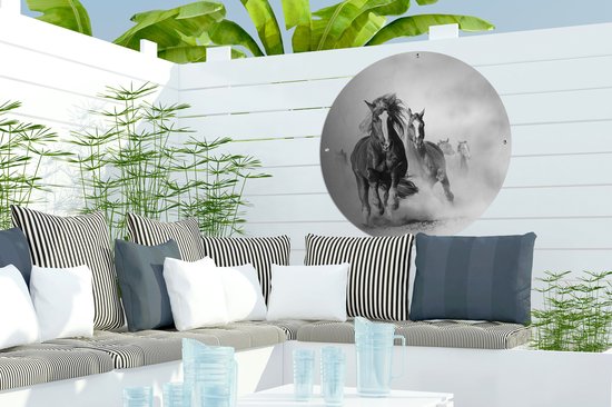 Garden Circle Paarden - Animaux - Dessin - 60x60 cm - Affiche Ronde de Jardin - Extérieur
