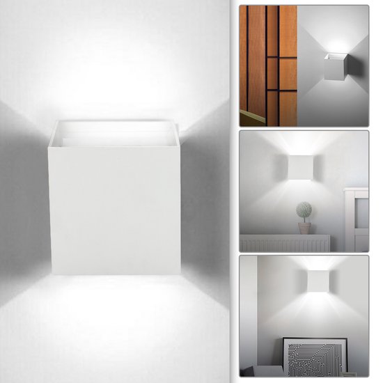 Binnen/Buiten Muurlamp, Zwarte 12W 6000K Koel Witte LED-Muurlamp, IP65 Waterdichte Buitenmuurlamp voor Tuin, Tuin, Terras, Patio