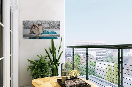 Poster de jardin Paarden - Couverture - Neige - 60x30 cm - Toile de jardin - Poster extérieur