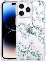 Smartphone hoesje Geschikt voor Apple iPhone 14 Pro Max Siliconen Hoesje met transparante rand Blossom White