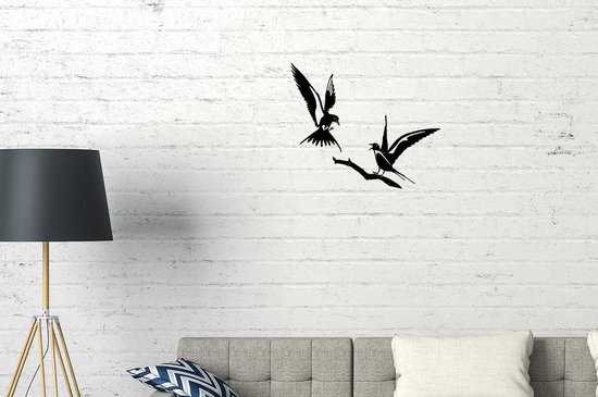Zwaluw/ Swallow set 2 stuks zwarte poedercoating wanddecoratie