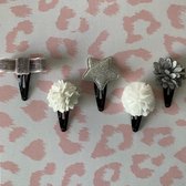 Little Beauties - haarclips - baby - peuter - set 5 stuks - haaraccessoires - babygift - kraamcadeau - meisje - zilver - wit