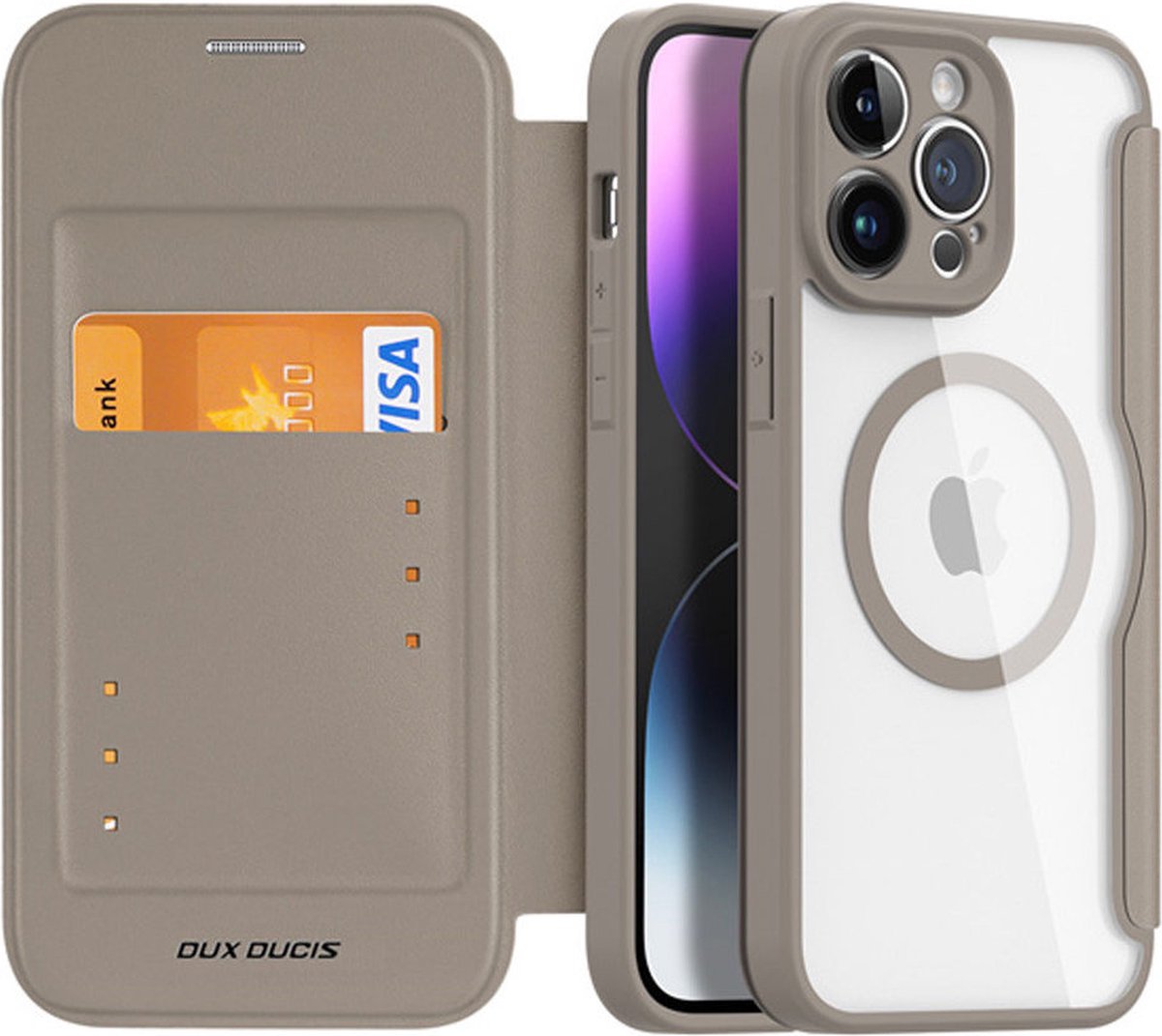 Dux Ducis Skin X Pro iPhone 14 Pro Max Hoesje MagSafe Book Case Beige
