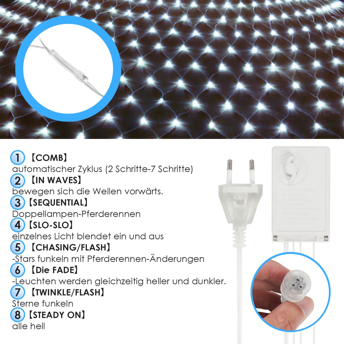 Decoratieve Net Verlichting | Warm Wit | 160 LED's | 2 x 1 m | Licht