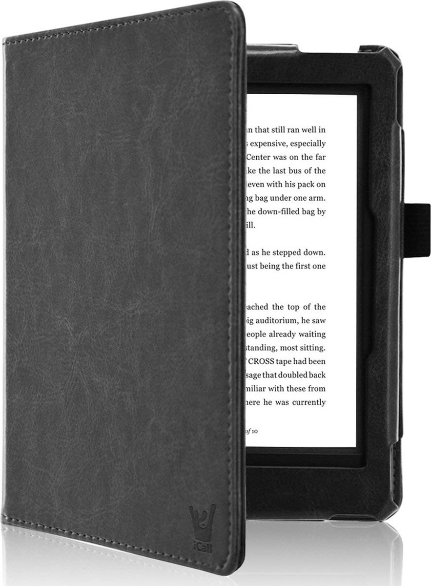 Hoes geschikt voor Kobo Aura Edition 1 - Book Case Premium Sleep Cover Kunstleer Hoesje met Auto/Wake Functie - Zwart op Prijzenvolger.com