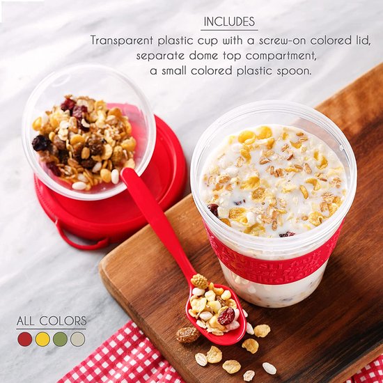 Gobelet à Muesli, Pot de Muesli, Récipient Portable de 300 ml pour Muesli  aux Céréales au Lait, Micro-ondable, sans BPA, éviter les Débordôments,  avec