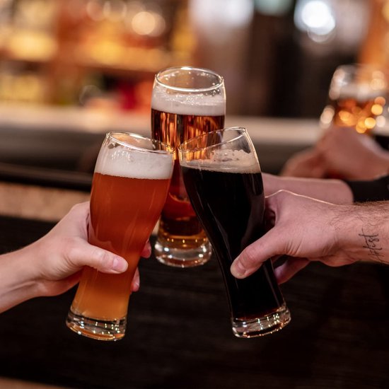 KROSNO Lange Bier Glazen | Set van 6 | 530 ml | Pure Collectie | Perfect voor Thuis, Restaurants en Feesten | Vaatwasser Veilig