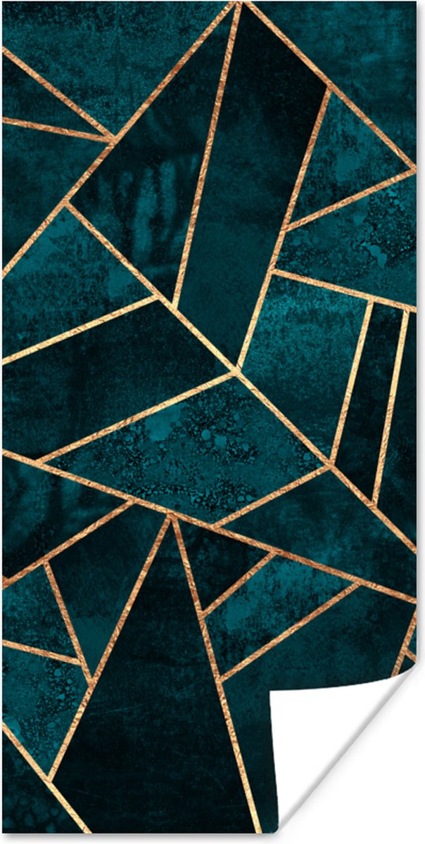 Poster Stenen - Goud - Luxe - Patronen - Abstract - 40x80 cm