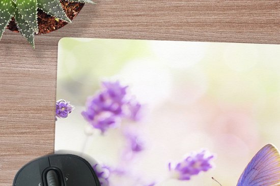 Bureau onderlegger 40x30 cm - Muismat Lavendel - Vlinder - Bloemen - Bureaulegger xl - Desk mat beschermer - Computer muismatten