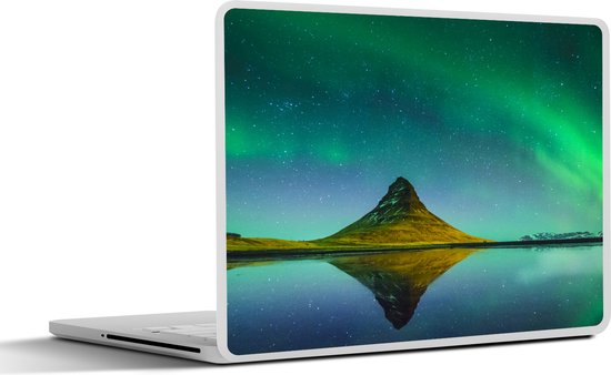 Laptop sticker - 15.6 inch - Noorderlicht - Berg - Water - IJsland - Natuur - 36x27,5cm - Laptopstickers - Laptop skin - Cover