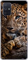 Geschikt voor Samsung Galaxy A51 hoesje - Wilde dieren - Panter - Portret - Zwart - Dieren - Siliconen Telefoonhoesje