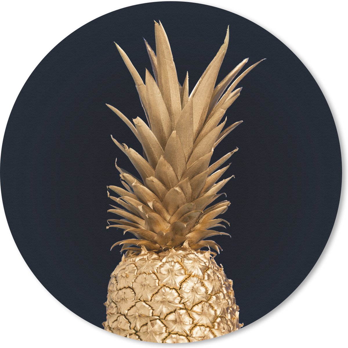 Muismat rond 40x40 cm - Mousepad Ananas - Goud - Verf - Zwart - Fruit - Luxe - Ronde muismatten