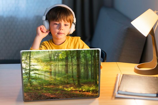 Autocollant pour ordinateur portable - 13,3 pouces - Soleil - Forêt - Arbres - Nature - Automne - 31x22,5 cm - Autocollants pour ordinateur portable - Skin pour ordinateur portable - Housse