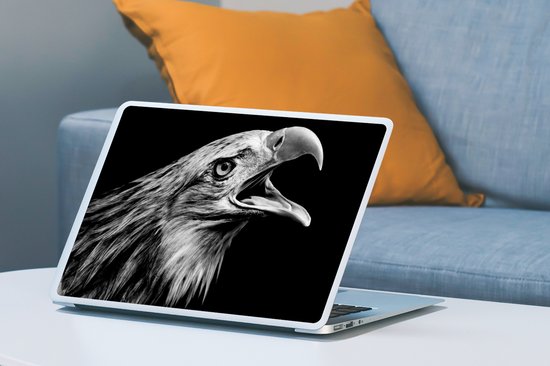 Laptop sticker - 15.6 inch - Adelaar - Portret - Roofvogels - Zwart - Wit - Vogel - 36x27,5cm - Laptopstickers - Laptop skin - Cover