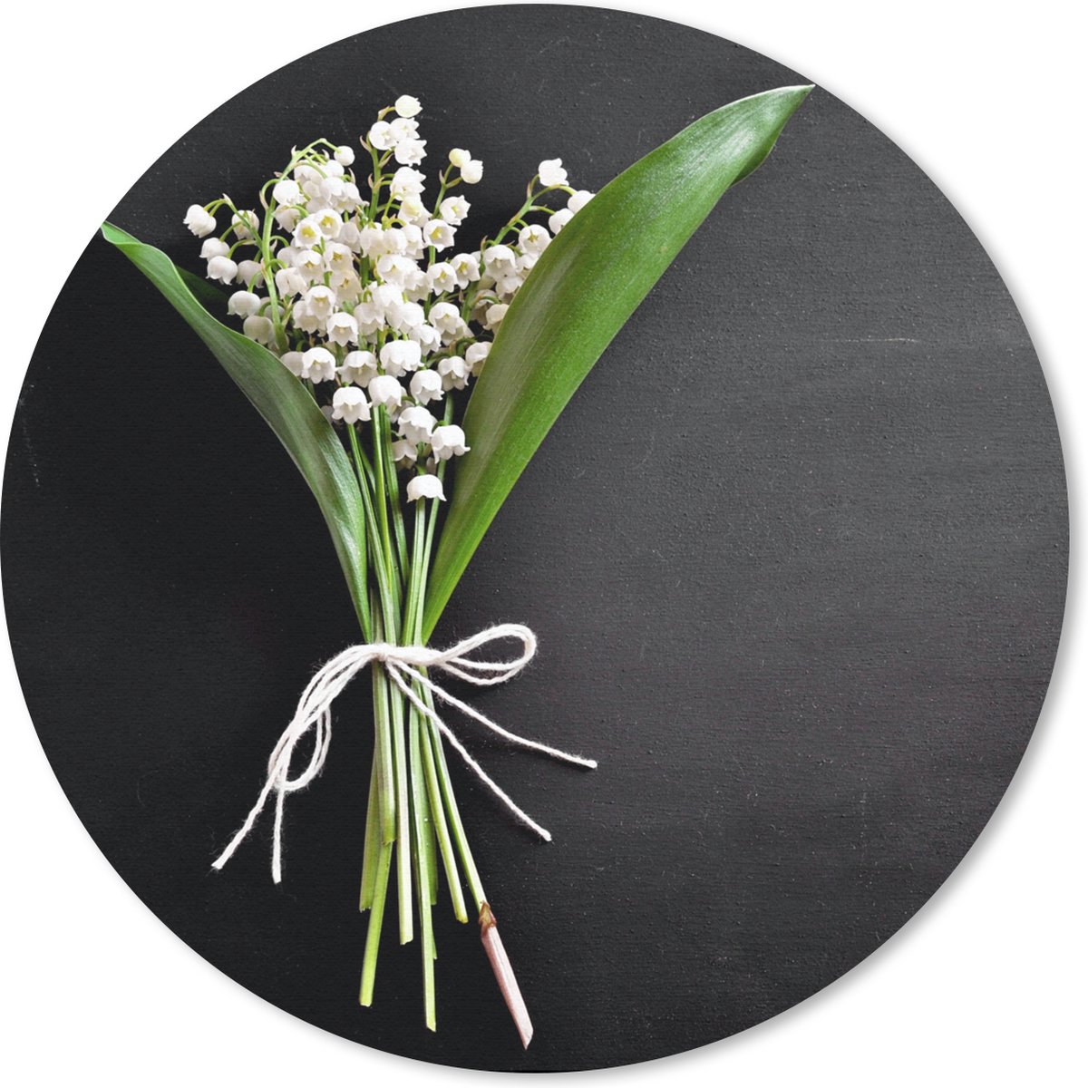 Muismat rond 20x20 cm - Mousepad Lelietjes van dalen - Bloemen - Stilleven - Flora - Ronde muismatten