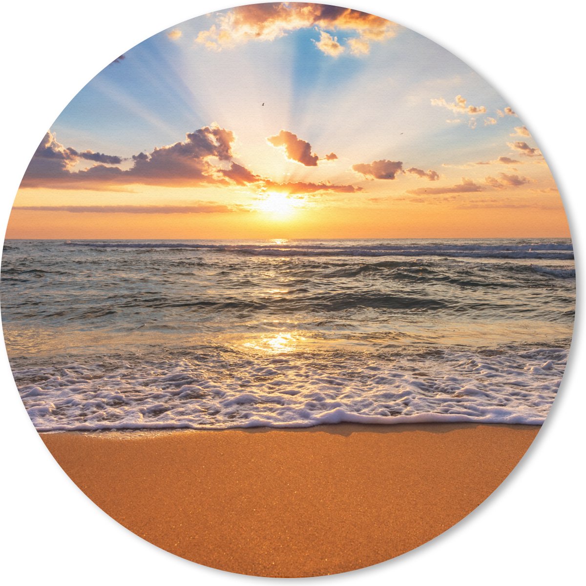 Muismat rond 30x30 cm - Mousepad Strand - Zonsondergang - Zee - Wolken - Horizon - Ronde muismatten