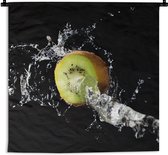 Wandkleed - Wanddoek - Kiwi - Fruit - Stilleven - Water - Zwart - 180x180 cm - Wandtapijt