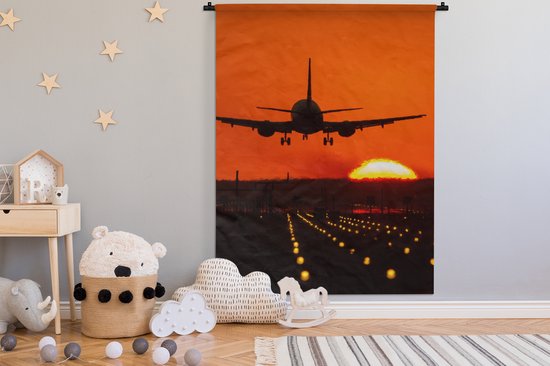 Tapisserie - Tapisserie - Coucher de soleil - Avion - Oranje - Soleil - 150x200 cm - Tapisserie