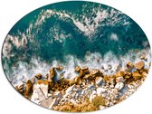 WallClassics - Dibond Ovaal - Stenen in de Zee - 80x60 cm Foto op Ovaal (Met Ophangsysteem)