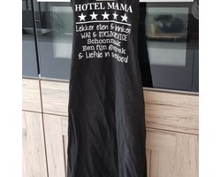 Keukenschort met grappige tekst bedrukt Hotel Mama | katoenen Barbecueschort Keuken BBQ Schort Kookschort Kokschort  | Moederdag Cadeau voor Mama Oma vrouw dames