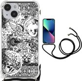 GSM Hoesje Geschikt voor iPhone 14 Plus Doorzichtige Silicone Hoesje met transparante rand Skulls Angel