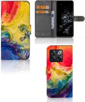 GSM Hoesje OnePlus 10T Wallet Book Case Watercolor Dark